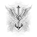 Anchor angel wings tattoo design idea