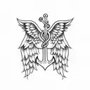 Anchor angel wings tattoo design idea