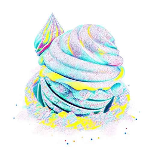 five scoop ice cream monster waffle cone tattoo design idea