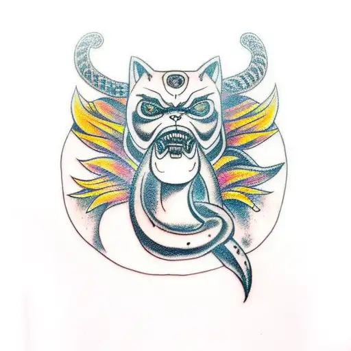 Norse goddess hel and world serpent tattoo design idea