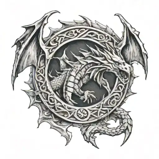 skyrim dragon logo tattoo design idea