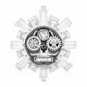 A brain with gears and cogs symbolizing the complexity of the mind tattoo design idea