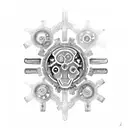 A brain with gears and cogs symbolizing the complexity of the mind tattoo design idea
