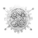 A brain with gears and cogs symbolizing the complexity of the mind tattoo design idea