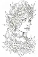 freya goddess face beautiful  tattoo design idea