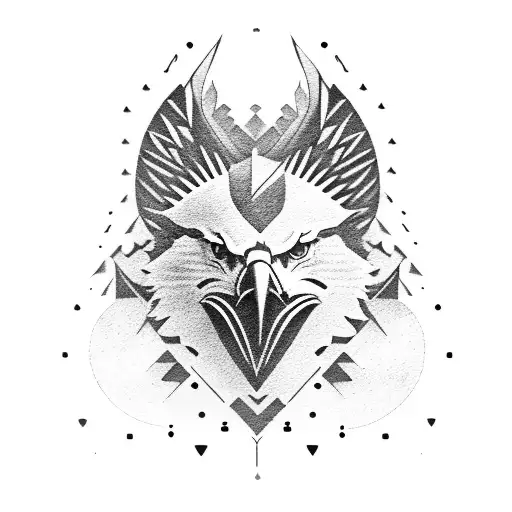 eagle, wolf, feathers tattoo design idea