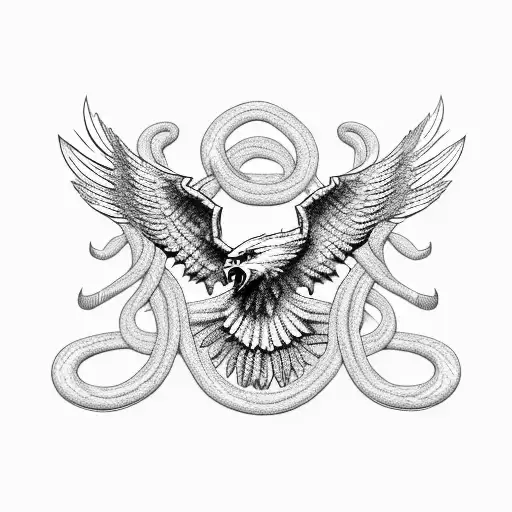 eagles with snakes tattoo design idea