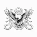 eagles with snakes tattoo design idea