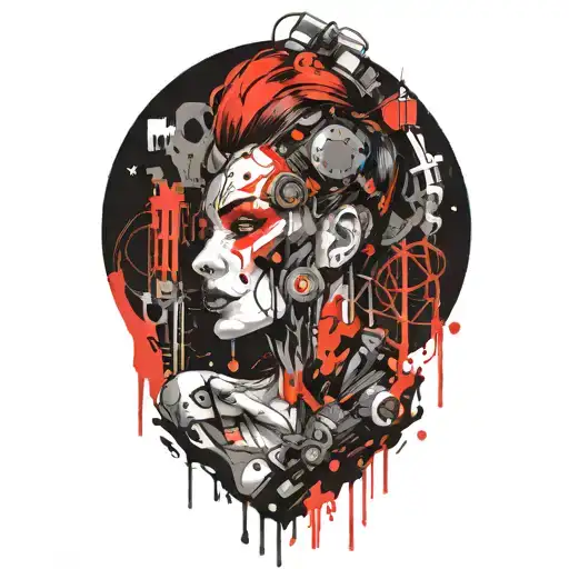 cyberpunk inspired tattoo lady  tattoo design idea