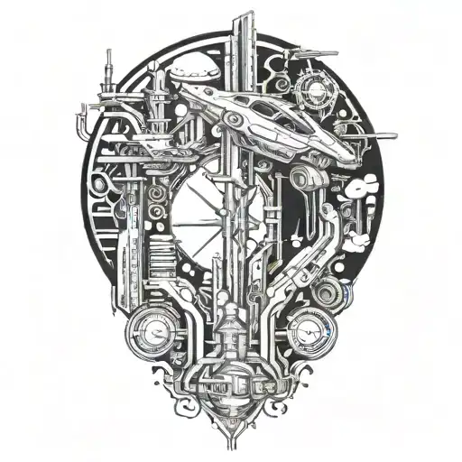 cyberpunk cityscape tattoo design idea