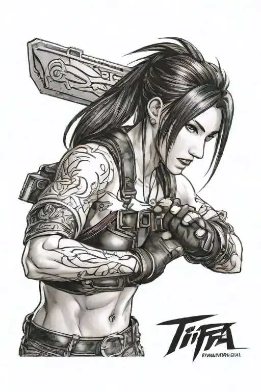 tifa lockheart ff7  tattoo design idea