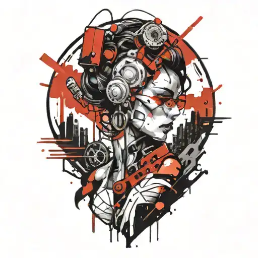 cyberpunk inspired tattoo lady  tattoo design idea