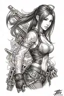 tifa from final fantasy realism portrait tattoo design idea