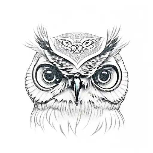 owl and skull tattoo design idea