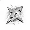 thor's hammer surrounded by lightning bolts in black and white tattoo design idea