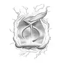 thor's hammer surrounded by lightning bolts in black and white tattoo design idea