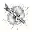 thor's hammer surrounded by lightning bolts in black and white tattoo design idea