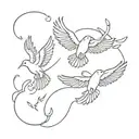 sun and three doves flying tattoo design idea