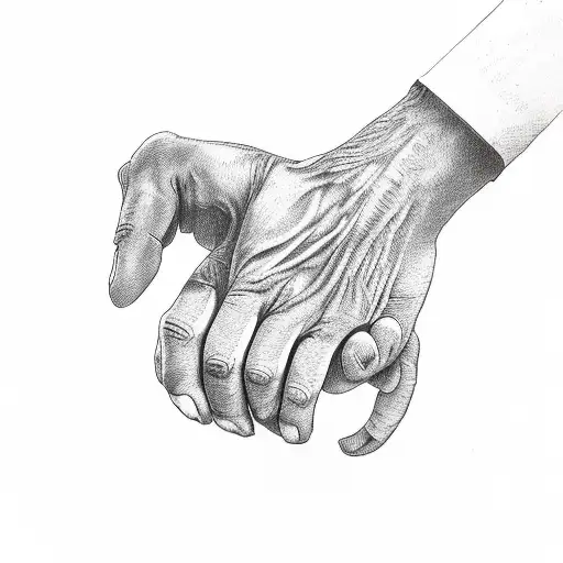 human hand holding a paw tattoo design idea