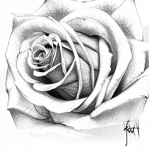 Rose Sketch with Ribbon by blackmoon9 | GraphicRiver