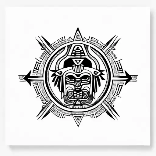 aztec calendar fear of death tattoo design idea