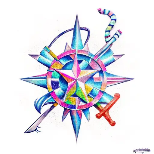 nautical star. warrior.  tattoo design idea