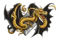 a dragon wrapped evenly around a diamond  tattoo design idea