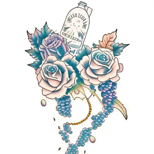 color grape vaine  tattoo design idea