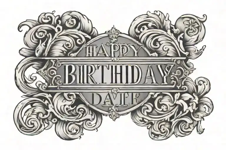 birthday date written in roman numbers tattoo design idea