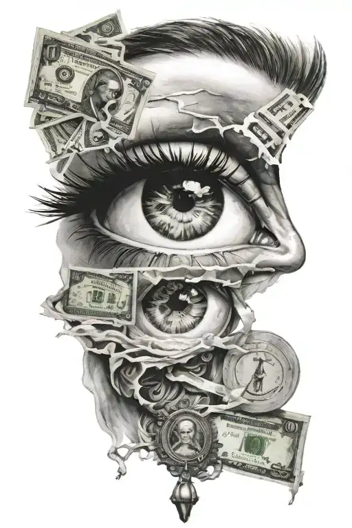 Meech wit 100 dollars mason's eye tattoo design idea