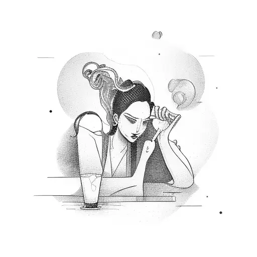 woman and man in bar drinking tattoo design idea