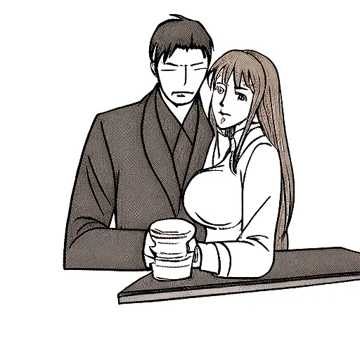 woman and man at bar tattoo design idea