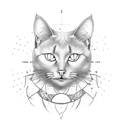 Fat Black Cat  tattoo design idea