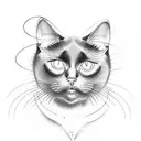 Fat Black Cat  tattoo design idea