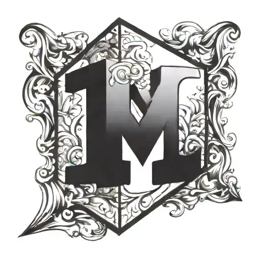 letter m as a cube shape tattoo design idea
