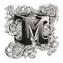 letter m as a cube shape tattoo design idea