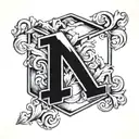 letter m as a cube shape tattoo design idea