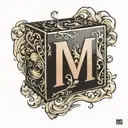 letter m as a cube shape tattoo design idea