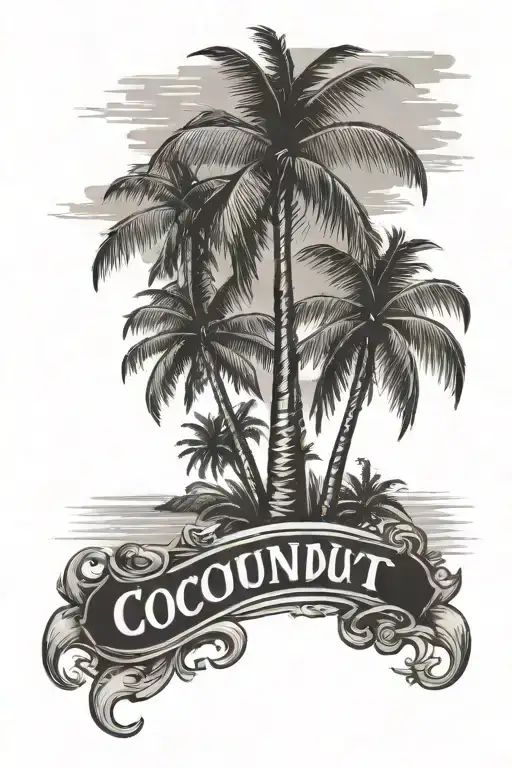 coconut bar rum islands tattoo design idea