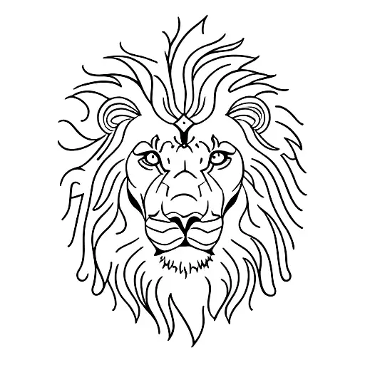A minimalist lion roaring against a backdrop of a clock face tattoo design idea