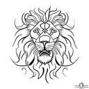 A minimalist lion roaring against a backdrop of a clock face tattoo design idea