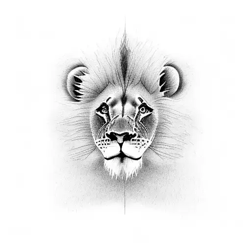 5 lion family 3 cubs tattoo design idea