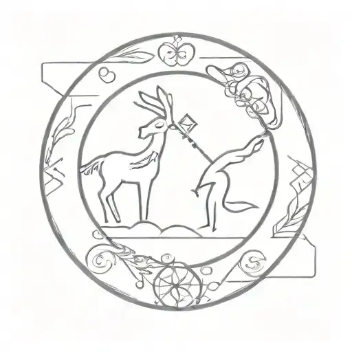 combination of Gemini and Sagittarius zodiac sign intertwined tattoo design idea