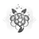 primroses and violets with turtles or butterflies, fine line tattoo design idea