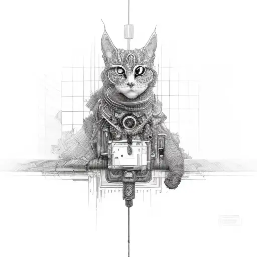 eyes in the middle thick lines tattoo design idea