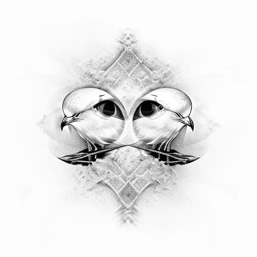 eyes combined with seagull and long with very thick lines gothic dark style, creative complex multiple eyes tattoo design idea