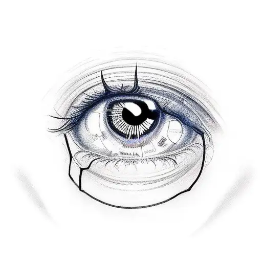 eyes with a sureaaliestics and long with thick lines tattoo design idea