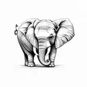 book with an elephant, a pencil, a heart, a house and a balloj tattoo design idea