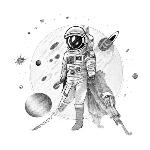 space cowboy tattoo design idea
