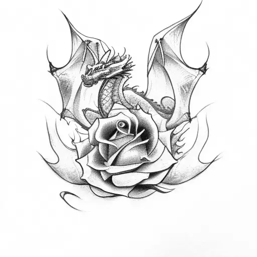 840 Dragon Tattoo Rose Images Stock Photos  Vectors  Shutterstock